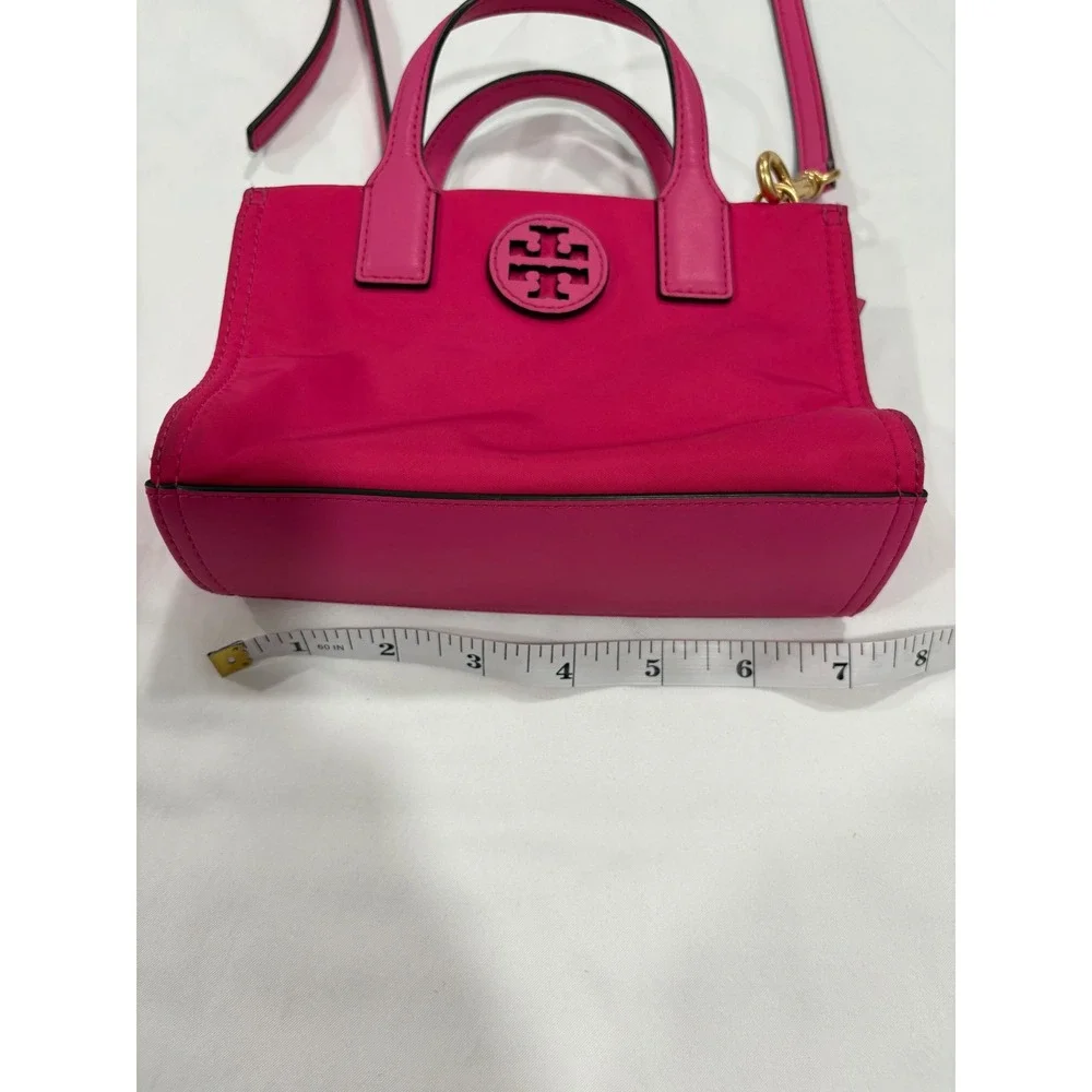 Tory Burch Ella Mini Nylon Tote Bright Pink Hot Small Crossbody Zip Top